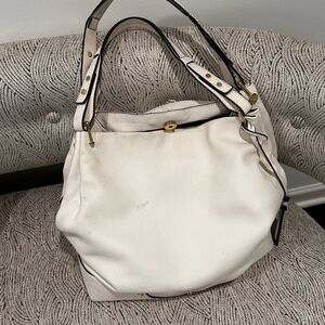 Elegant White Leather Tote Bag